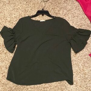 ee:some, dark green blouse